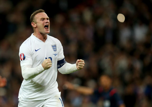 Rooney celebrates scoring his 50th England goal