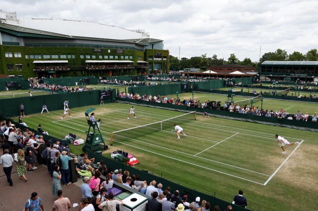 Players on court at Wimbledon