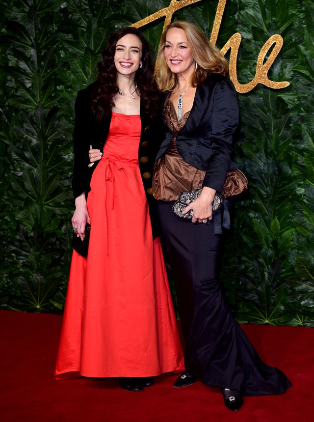 Elizabeth Jagger and Jerry Hall (right) attending the Fashion Awards 2018