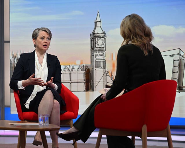 Yvette Cooper on the BBC1 current affairs programme, Sunday with Laura Kuenssberg