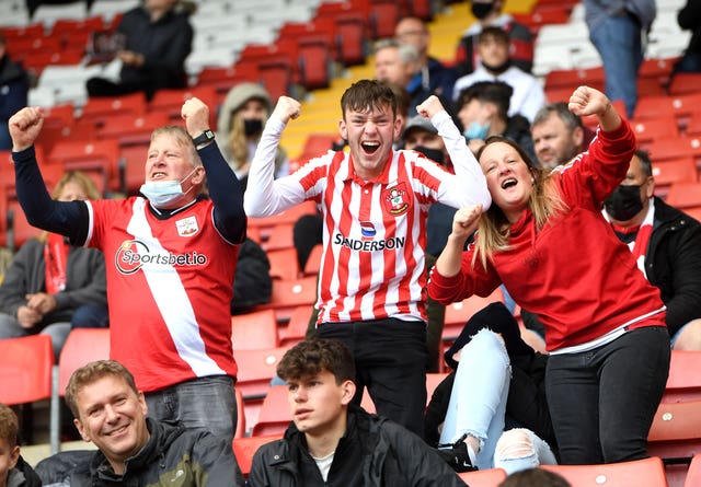 Supporters were pleased to be back in place at St Mary's Stadium