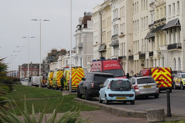 Emergency services at the scene on the A259 Marina 