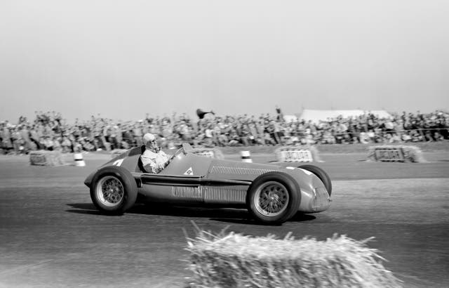 Giuseppe Farina, driving a Alfa Romeo, won the maiden World Championship Formula One race in 1950. At the age of 44, the Italian went on to become world champion that year