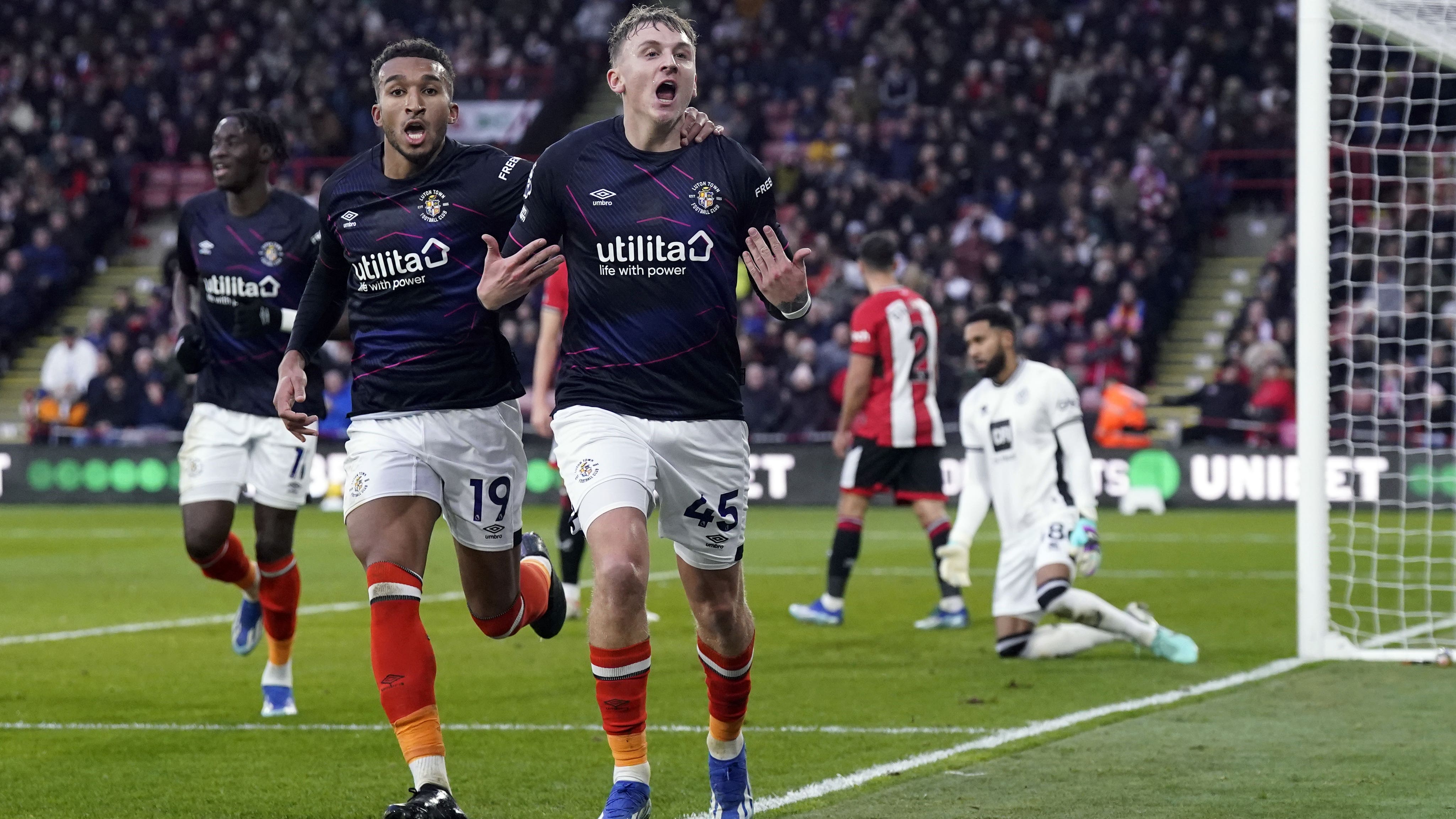 Alfie Doughty (right) celebrates scoring the opening goal (Danny Lawson/PA)