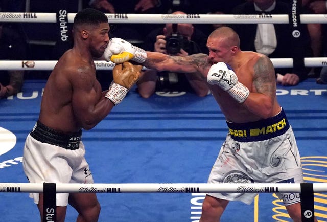 Oleksandr Usyk, right, claimed a unanimous decision win over Anthony Joshua in September last year (Nick Potts/PA)