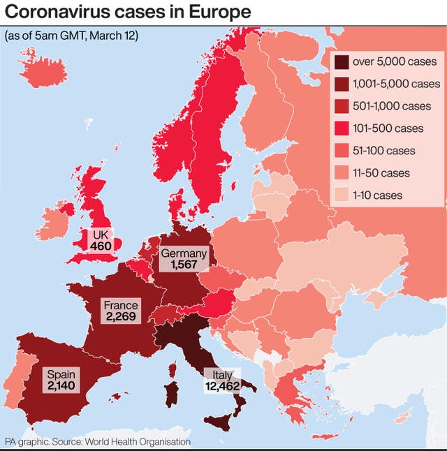 Coronavirus cases in Europe