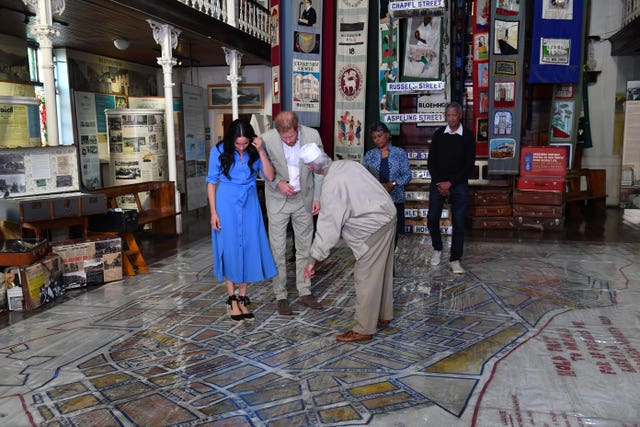 The Duke and Duchess of Sussex during a visit to the District Six Museum in Cape Town, South Africa