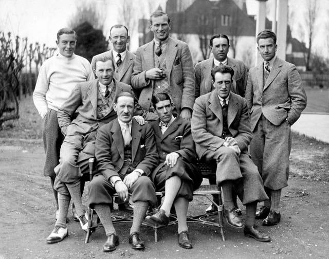 George Duncan, bottom centre, led Great Britain to victory in the second Ryder Cup held in Leeds in 1929