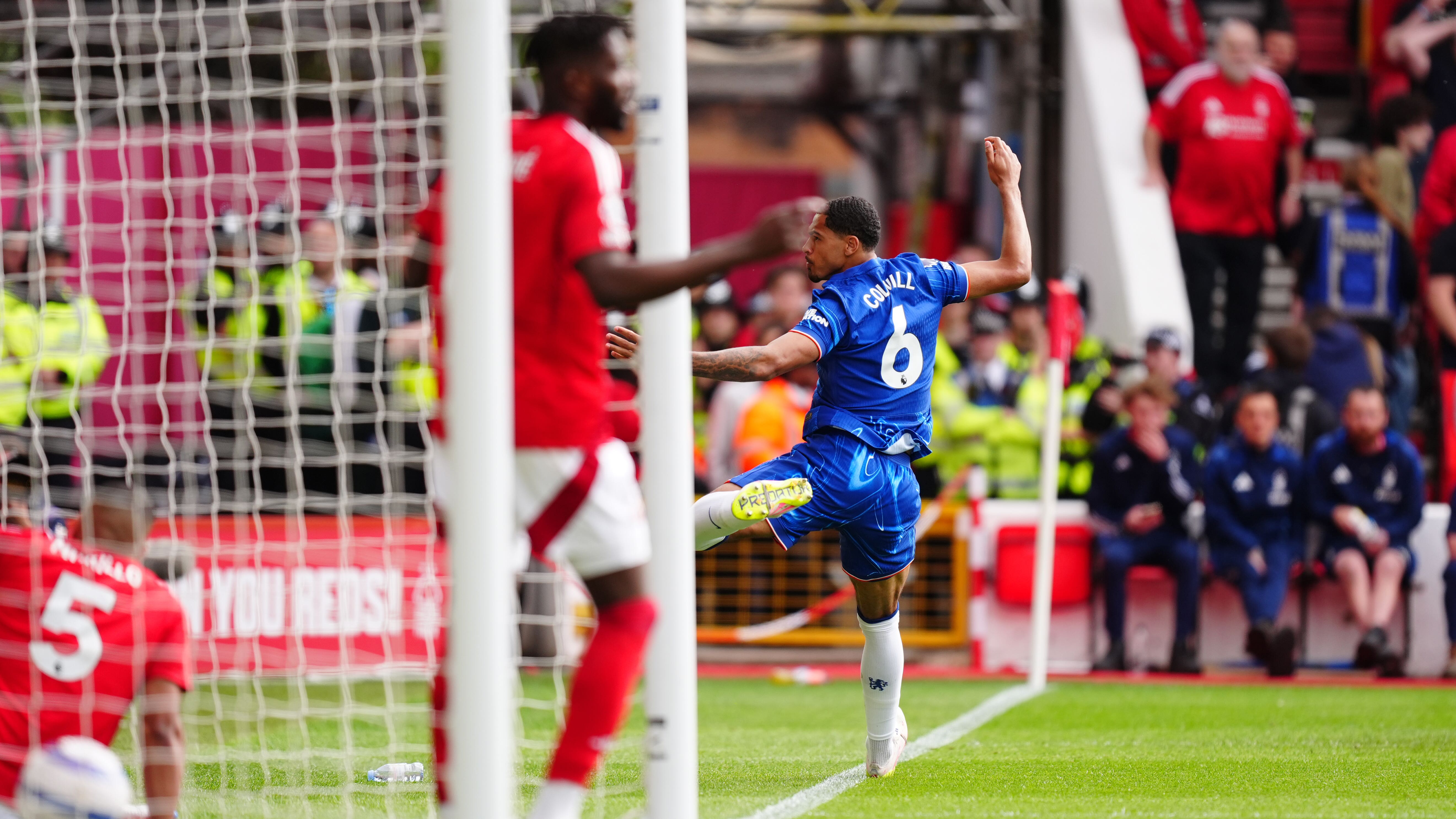 Chelsea’s Levi Colwill celebrates scoring the opening goal during the Premier League match at the City Ground, Nottingham. Picture date: Sunday May 25, 2025.