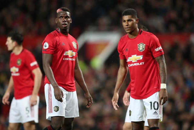 Paul Pogba, left, and Marcus Rashford