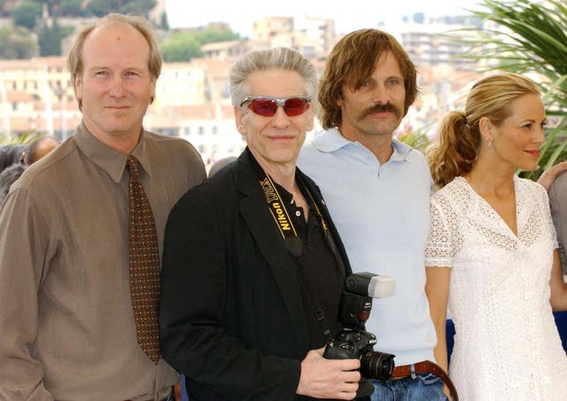 (Left-right) William Hurt, director David Cronenberg, Viggo Mortensen and Maria Bello