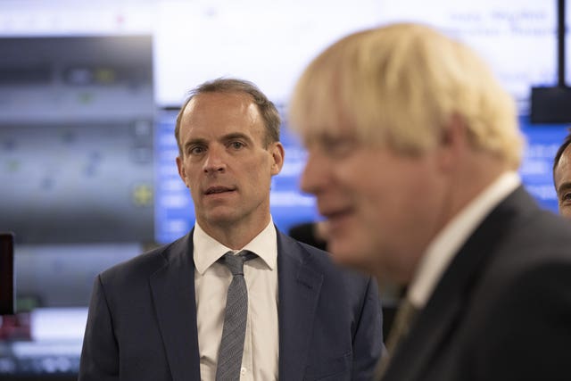 Prime Minister Boris Johnson and Foreign Secretary Dominic Raab (Jeff Gilbert/Daily Telegraph/PA)