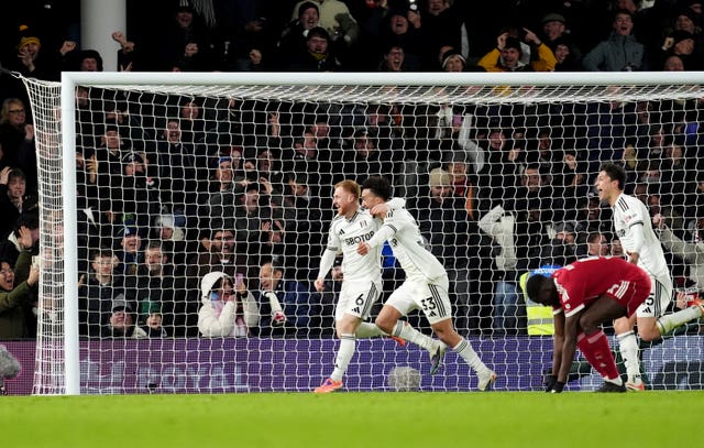Fulham’s Harrison Reed celebrates his late equaliser