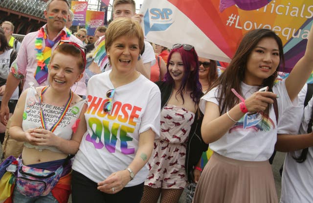 Nicola Sturgeon at a pride event
