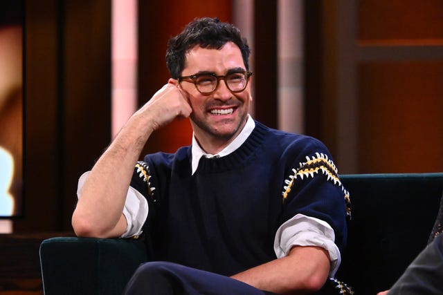 Dan Levy smiling on The Claudia Winkleman Show – London