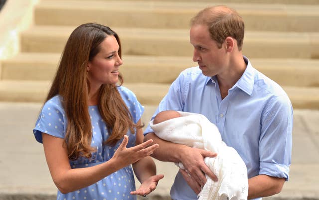 The Duke and Duchess of Cambridge with newborn Prince George outside the Lindo Wing (Dominic Lipinski/PA)