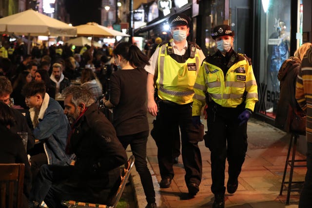 Police presence in Old Compton Street, London, on Friday night