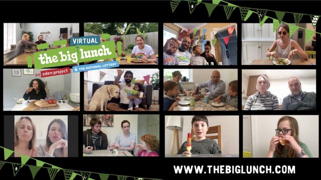 Screengrab of people taking part in The Big Lunch