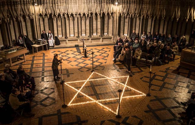 The Star of David, here formed by 600 candles in a commemoration for Holocaust Memorial Day at York Minster