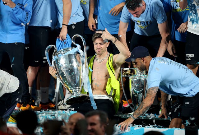 Jack Grealish at Manchester City's treble-winning parade