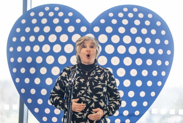 Lesley Garrett performs during a ceremony marking the fifth anniversary of the Covid-19 pandemic at the National Memorial Arboretum, in Burton-on-Trent