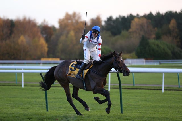 Harry Skelton winning the Betfair Chase with Protektorat last season 