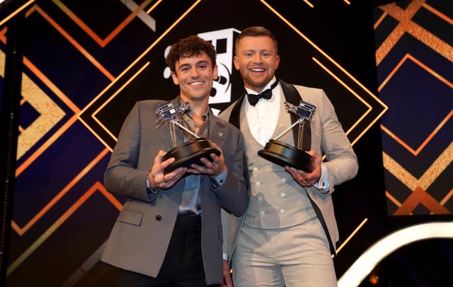 Adam Peaty, right, finished third at the BBC Sports Personality of the Year awards (David Davies/PA)