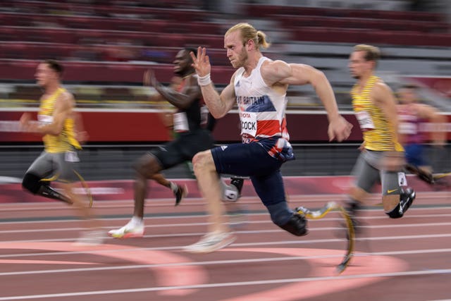 Jonnie Peacock during the men's 100m – T64 final