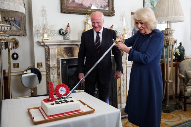 Queen Camilla hosts a celebration for centenary of Poppy Factory – London