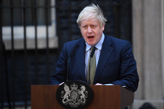 Prime Minister Boris Johnson makes a statement in Downing Street 