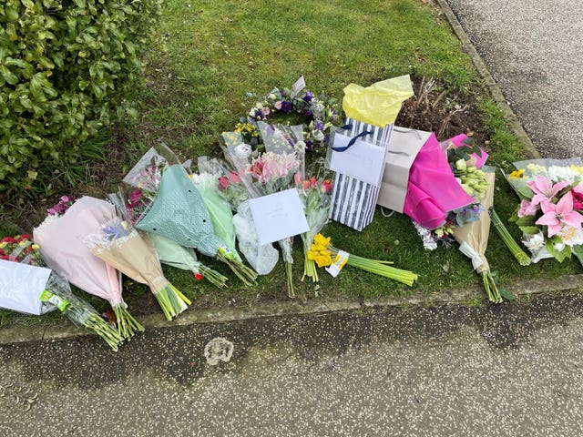 Flowers left outside the scene of the crime