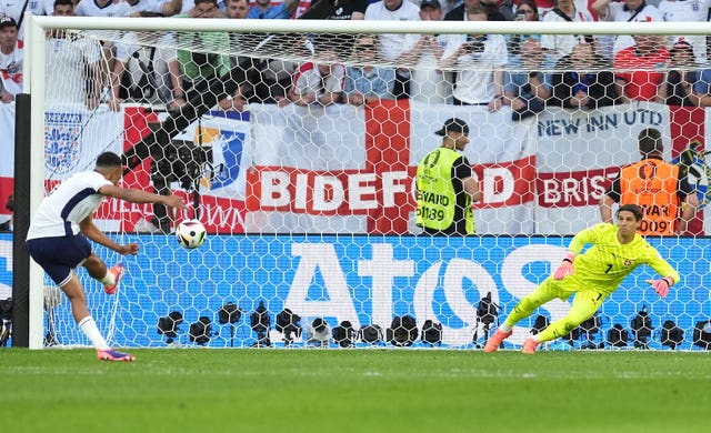 The moment Trent Alexander-Arnold sealed England's spot in the semi-finals (Martin Rickett/PA)