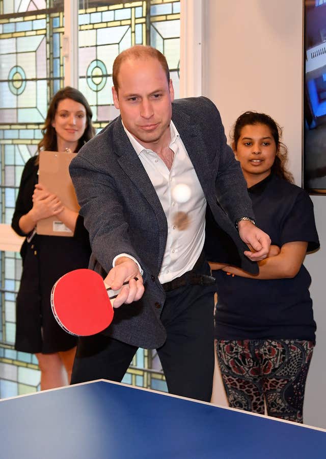 Prince William plays table tennis (Toby Melville/PA)