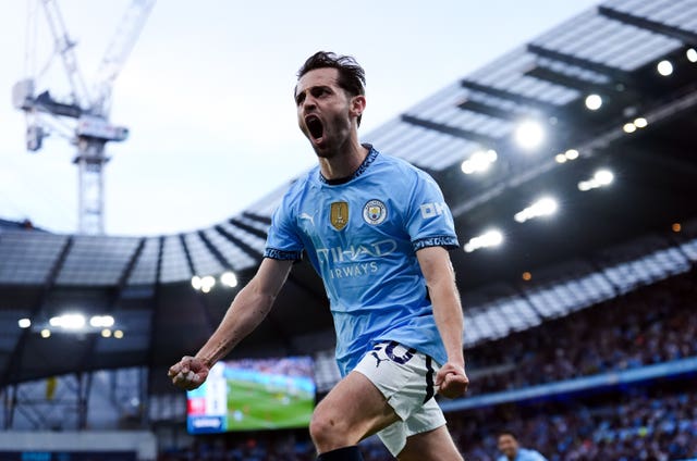 Manchester City’s Bernardo Silva celebrates scoring a goal