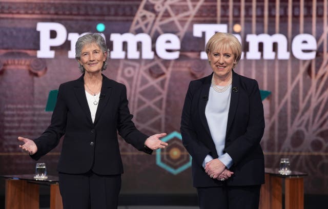 Catherine Connolly (left) and Heather Humphreys take part in a debate