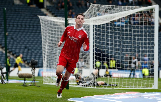 Kenny McLean celebrates a Hampden goal for Aberdeen 