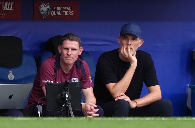 England manager Thomas Tuchel (right) in the dugout