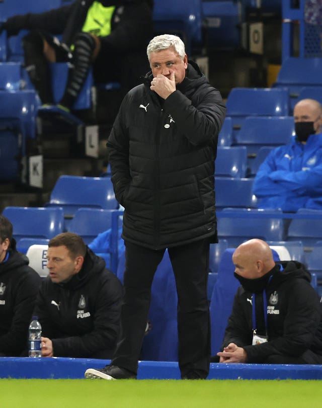 Newcastle manager Steve Bruce on the touchline during the defeat at Chelsea