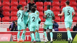 Brighton’s Evan Ferguson (second left) celebrates with team-mates after scoring their side’s first goal of the game during the Emirates FA Cup fifth round match at the bet365 Stadium, Stoke-on-Trent. Picture date: Tuesday February 28, 2023.