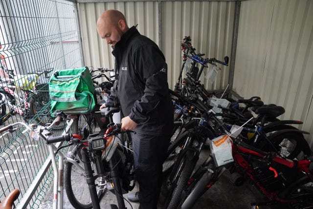 A City of London Police compound for confiscated e-bikes