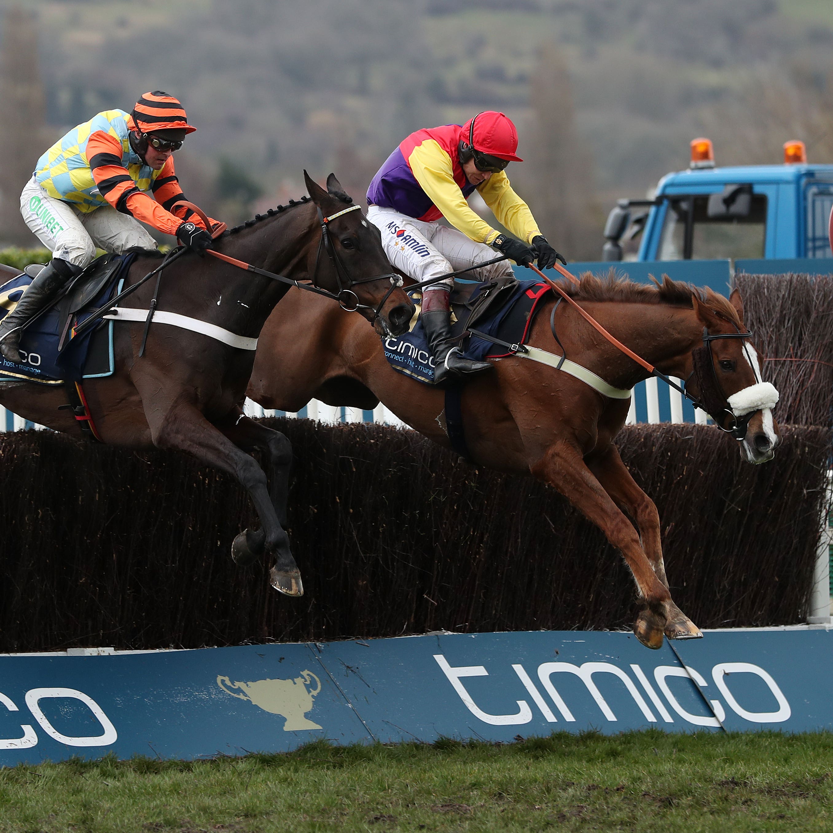 Native River (right) on his way to winning last year's Gold Cup