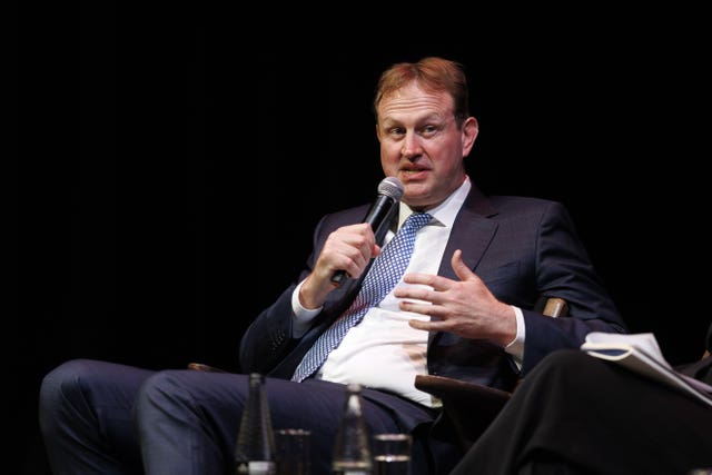 Irish Justice Minister Jim O'Callaghan during a panel discussion at the MAC Theatre in Belfast