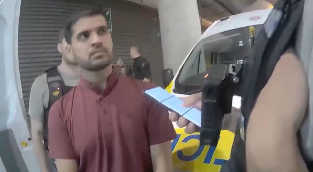 Screen grab from body cam footage of Faisal Malik at Gatwick Airport