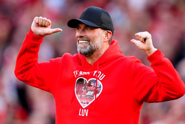 Liverpool manager Jurgen Klopp at the end of his final game in charge against Wolves at Anfield