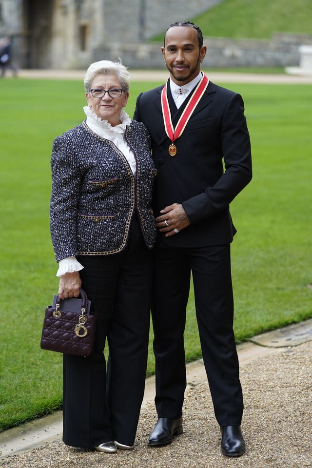 Sir Lewis Hamilton and mother