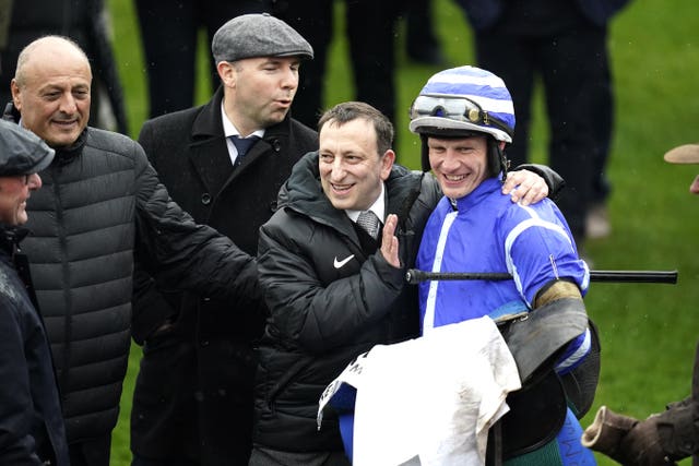 Tony Bloom with jockey Paul Townend after Cheltenham Festival glory with Energumene 