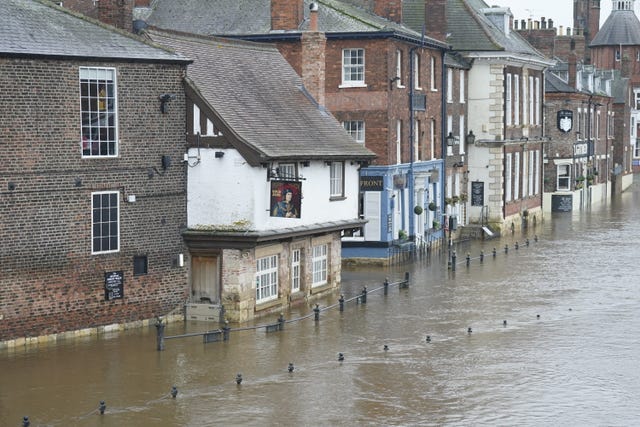Buildings in York in floodwater