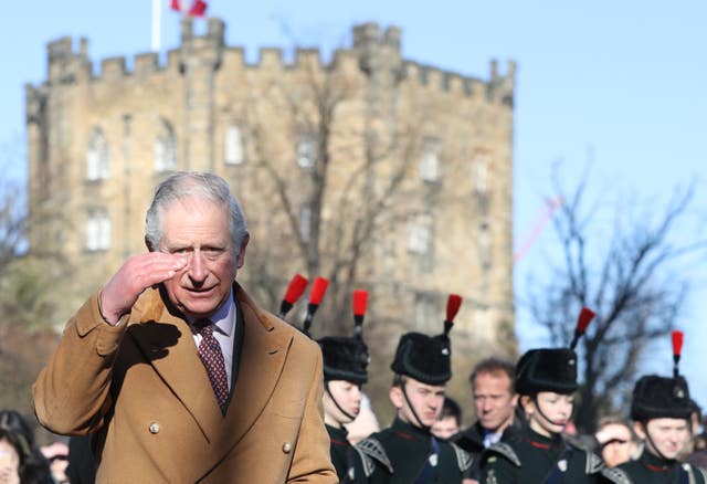 Meanwhile, Harry's father the Prince of Wales was touring the North East - seen here at Durham Castle