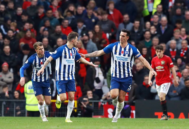 Lewis Dunk (right) had reduced the arrears to 2-1 in the second half