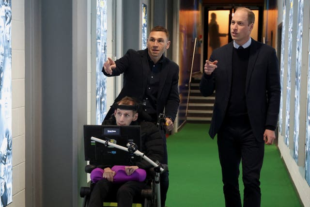 William being shown Headingley Stadium by Rob Burrow and Kevin Sinfield 